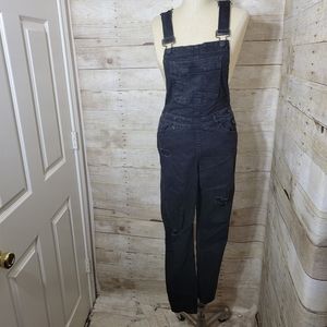 Distressed overalls